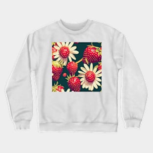 Vintage Floral Cottagecore Romantic Strawberry Daisy Flower Design Crewneck Sweatshirt